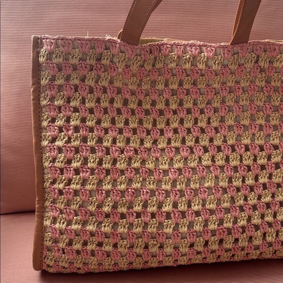 Loeffler Randall Pink Natural Woven Tote Bag - Picture 4 of 14